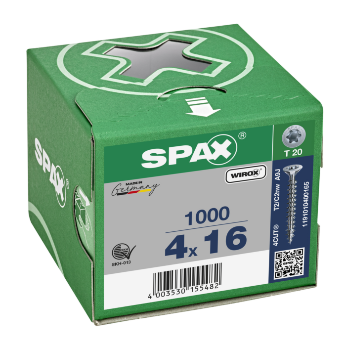 Spax spaanplaatschroeven T20 verzinkt 4 mm voldraad