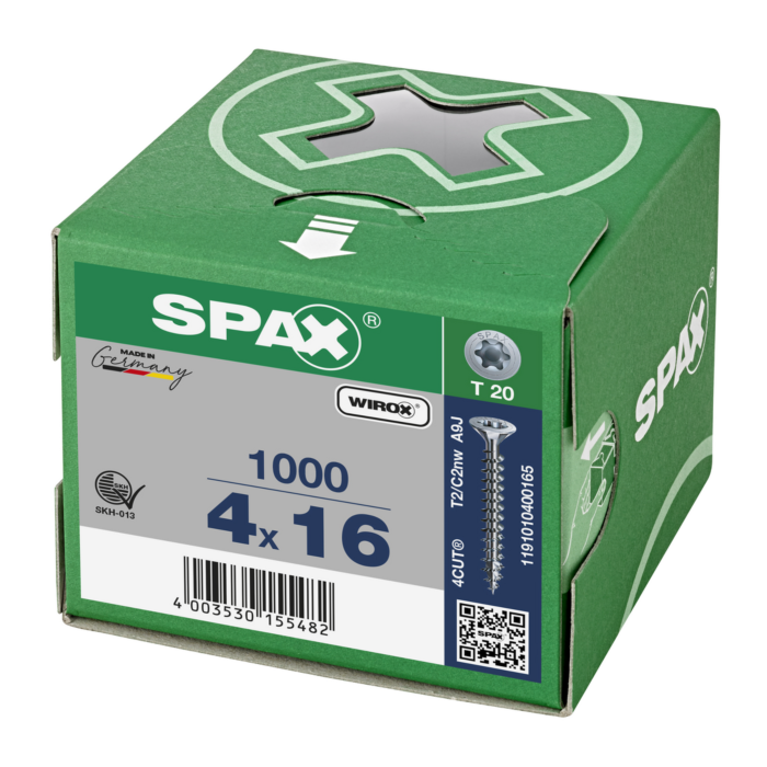 Spax spaanplaatschroeven T20 verzinkt 4 mm voldraad