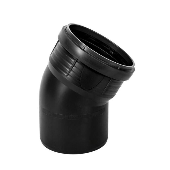 PP bocht zwart manchet / spie 110 mm 67,50°