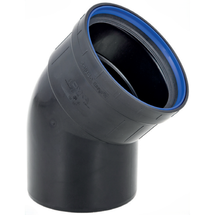 PP bocht zwart manchet / spie 110 mm 45°