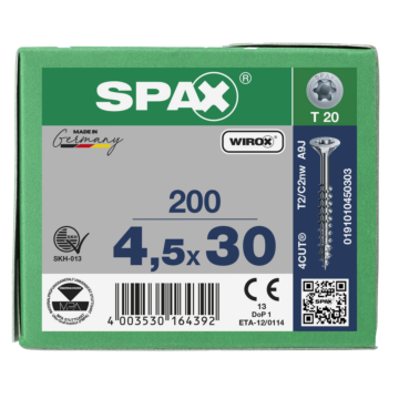 Spax spaanplaatschroeven T20 verzinkt 4.5 mm mm deeldraad