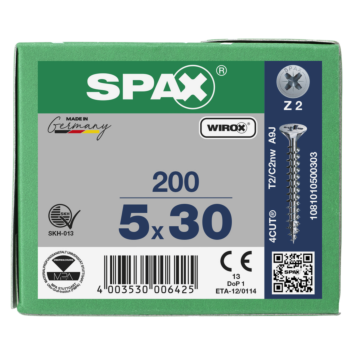 Spax spaanplaatschroeven PZ2 verzinkt 5 mm voldraad